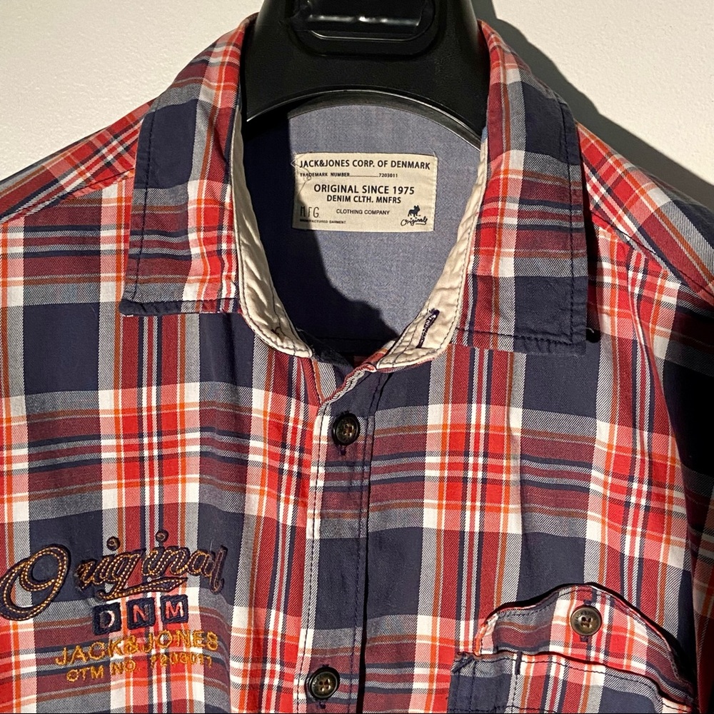 Jack & Jones (old school) orange/navy plaid shirt LRG
